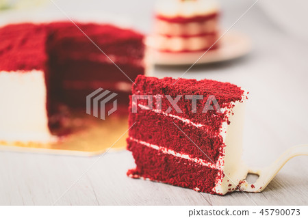 Red velvet cake close up shop. Red velvet cake close up shop. 45790073