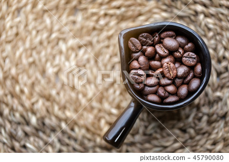 Coffee beans black cup. Coffee beans black cup. 45790080