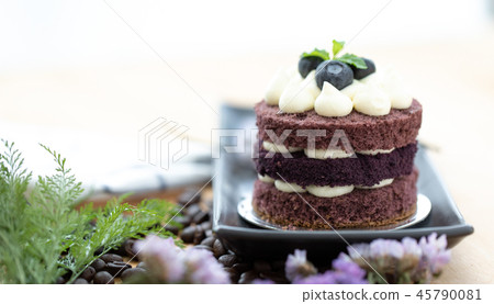 Beautiful cake with blueberries. Beautiful cake with blueberries. 45790081