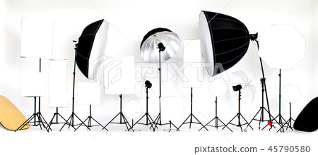 Studio flashes white background. 45790580