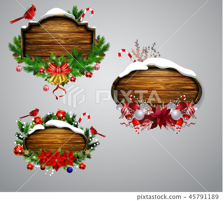 Vector wooden christmas board Vector wooden christmas board 45791189