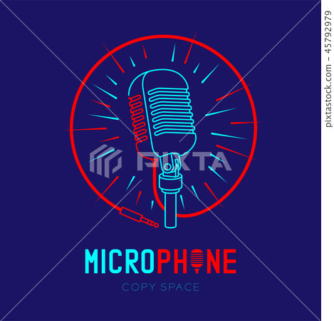 Retro Microphone logo icon outline stroke 45792979