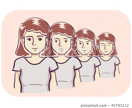 Girl Mood Swings Symptom Illustration 45793212