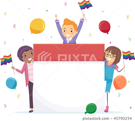 Stickman Teens Calendar Celebrate Illustration - Stock Illustration