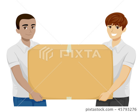 Teen Boys Donation Box Illustration 45793276