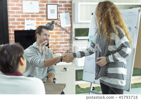 Comfortable meeting in casual office. Comfortable meeting in casual office. 45793718