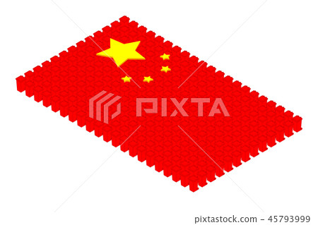 Isometric trash in row, China national flag shape Isometric trash in row, China national flag shape 45793999