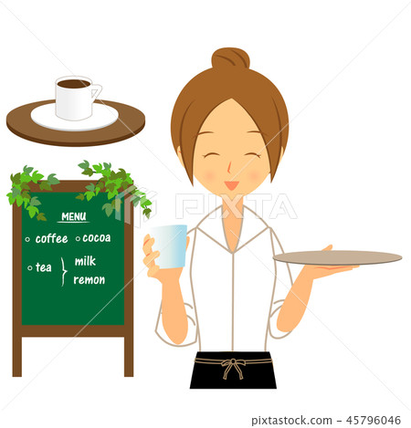 職業女服務員微笑澆灌上半身 職業女服務員微笑澆灌上半身 45796046