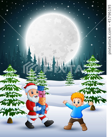 Happy christmas with santa claus holding a box gif Happy christmas with santa claus holding a box gif 45796195