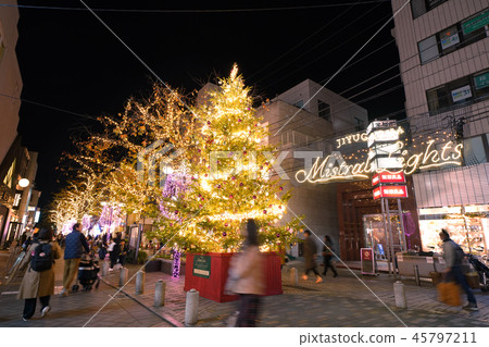 日本的東京都市風景您可以看到自由之丘南出口綠道等的都市風景 日本的東京都市風景您可以看到自由之丘南出口綠道等的都市風景 45797211