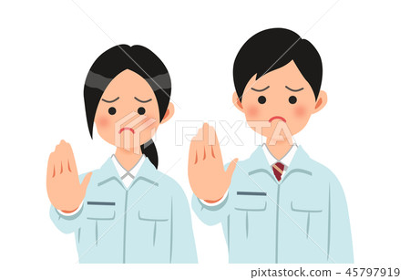 Men and women in working clothes to stop Men and women in working clothes to stop 45797919