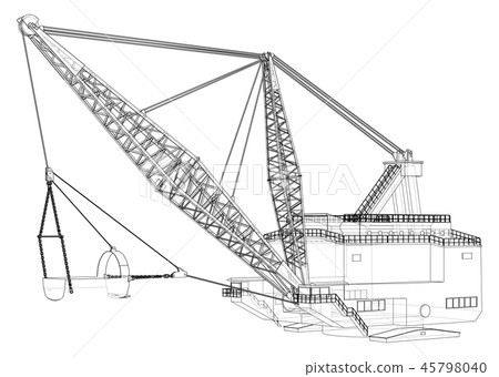 Dragline walking excavator. Vector 45798040