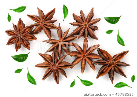 Star anise isolated on white background. Top view 45798535