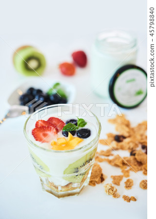 Served delicious yogurt with fruit Served delicious yogurt with fruit 45798840