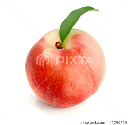 Peach with leaf isolated on white background 45799739