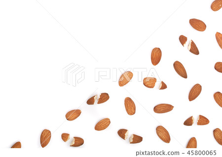 almonds isolated on white background with copy space for your text. Top view almonds isolated on white background with copy space for your text. Top view 45800065