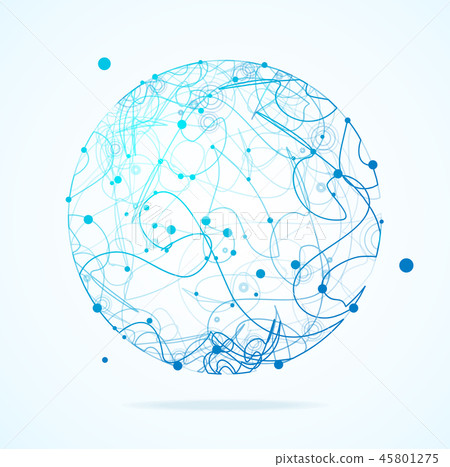 Geometric Polygonal Abstract Sphere with Dot and Curved Line. Vector 45801275