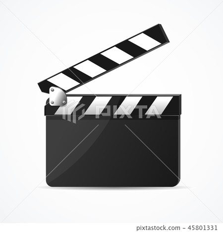 Realistic 3d Detailed Black Clapper Clean Template. Vector 45801331