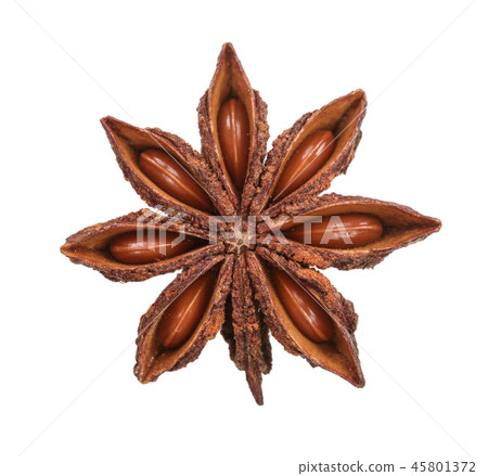 Star anise isolated on white background. Top view Star anise isolated on white background. Top view 45801372