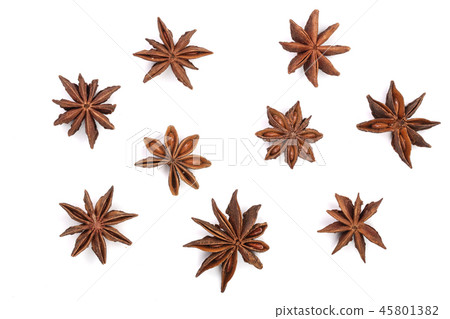 Star anise isolated on white background. Top view Star anise isolated on white background. Top view 45801382