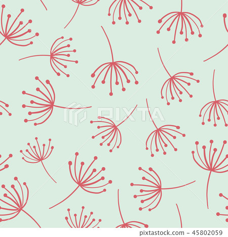 Floral seamless vector background. Abstract red wildflowers. Scandinavian style. 45802059