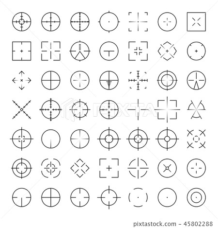 sniper scope crosshairs thinline icon set 45802288