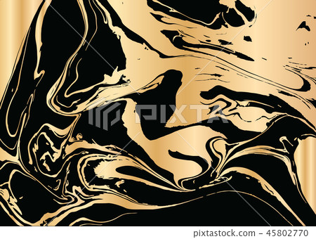 Vector illustration of hand drawn ink marbling texture. Black and gold design template for party Vector illustration of hand drawn ink marbling texture. Black and gold design template for party 45802770