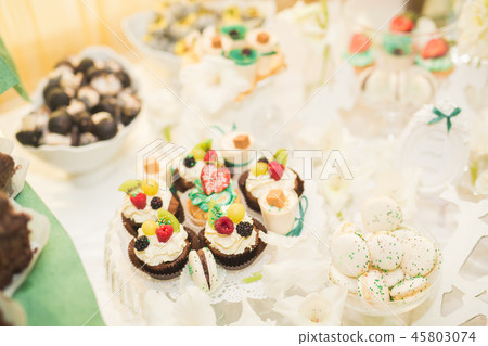 Different kinds of baked sweets on a buffet 45803074