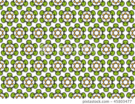 green doodle of hexagonal flowers 45803477
