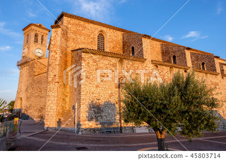 Wide angle view to the church with a bell tower Wide angle view to the church with a bell tower 45803714