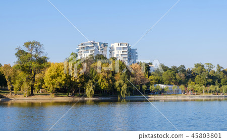 Landscape of Herastrau lake Landscape of Herastrau lake 45803801