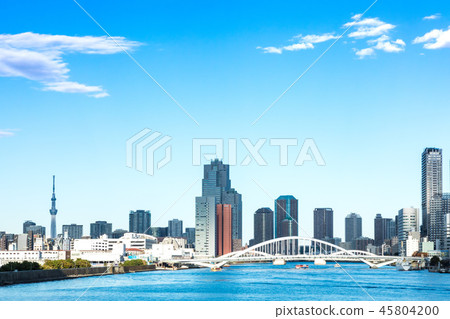 從東京都碼頭1看到的(東京都市風景)墨田區風景1 從東京都碼頭1看到的(東京都市風景)墨田區風景1 45804200