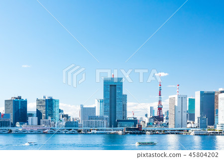 (東京都市景觀)從Harumi碼頭看到的竹芝碼頭側視圖10 (東京都市景觀)從Harumi碼頭看到的竹芝碼頭側視圖10 45804202