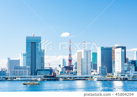 (東京都市景觀)從Harumi碼頭看到的竹芝碼頭側視圖9 (東京都市景觀)從Harumi碼頭看到的竹芝碼頭側視圖9 45804204