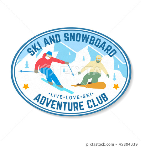 Ski and Snowboard Club. Vector illustration. Concept for shirt, print, stamp, badge. Vintage Ski and Snowboard Club. Vector illustration. Concept for shirt, print, stamp, badge. Vintage 45804339