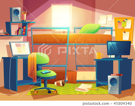 illustration of dorm room with furniture illustration of dorm room with furniture 45804340