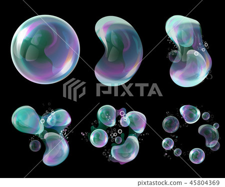 3d soap transparent bubbles in the deformation. Water spheres, realistic balls, soapy balloons 3d soap transparent bubbles in the deformation. Water spheres, realistic balls, soapy balloons 45804369