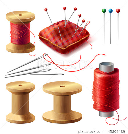 realistic set of sewing supplies - Stock Illustration [45804489] - PIXTA