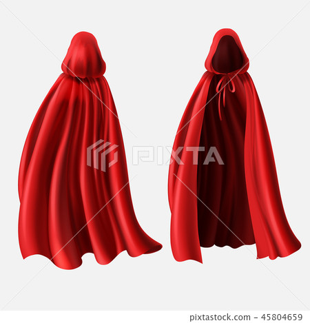 realistic set of red cloaks with hoods 45804659
