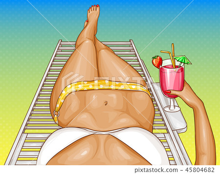 pop art sexy woman relaxing on beach pop art sexy woman relaxing on beach 45804682