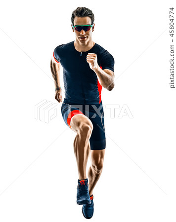 triathlete triathlon runner running silhouette isolated white b triathlete triathlon runner running silhouette isolated white b 45804774