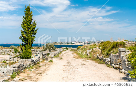 Ruins of Chersonesus, an ancient greek colony. Sevastopol, Crimea Ruins of Chersonesus, an ancient greek colony. Sevastopol, Crimea 45805652
