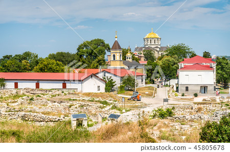 Ruins of Chersonesus, an ancient greek colony. Sevastopol, Crimea Ruins of Chersonesus, an ancient greek colony. Sevastopol, Crimea 45805678