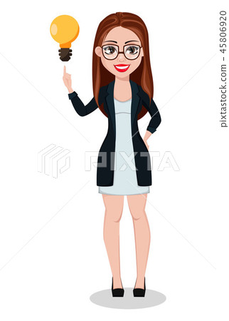 Business woman cartoon character. Beautiful lady 45806920