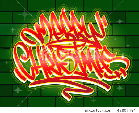 Merry Christmas graffiti style lettering card 45807484