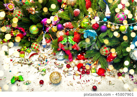 Christmas tree broken decoration ornaments golden Christmas tree broken decoration ornaments golden 45807901