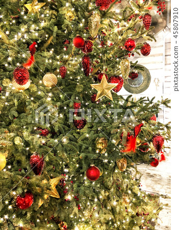 Christmas tree decoration baubles stars ornaments 45807910