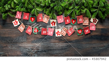 Advent calendar Christmas tree branches wooden Advent calendar Christmas tree branches wooden 45807942