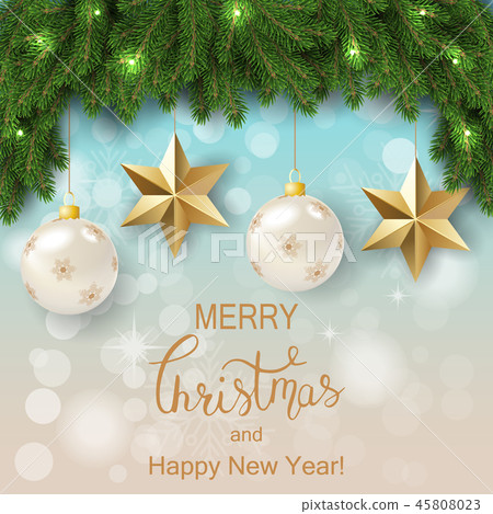 White card with Christmas wreath. Vector illustration. White card with Christmas wreath. Vector illustration. 45808023