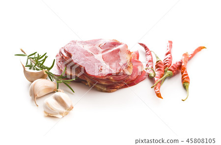 Dried pork meat slices. 45808105
